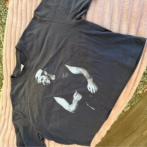 Nick Jonas Dark Gray Graphic Short Sleeve Crop Tee